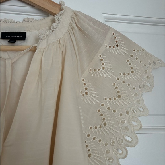 Who What Wear Cream Flutter Sleeve Sundress - Picture 2 of 7